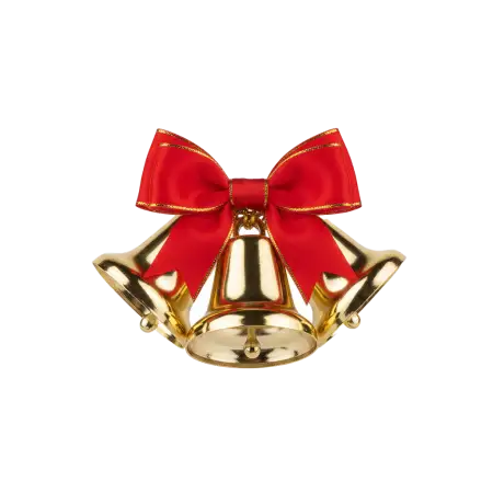 Christmas Bells Png With Red Ribbon - Free Christmas Bells Png Download
