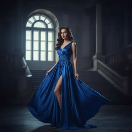 Classy Blue Designer Dress Girl Photoshoot Image - Free Photo Download