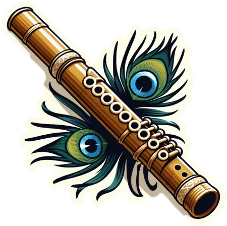 Close-up Of Flute Adorned With Vibrant Peacock Feather - Free Peacock Feather Download
