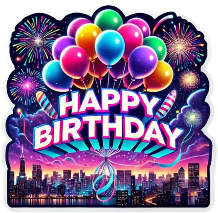 colorful balloon happy birthday text for social media