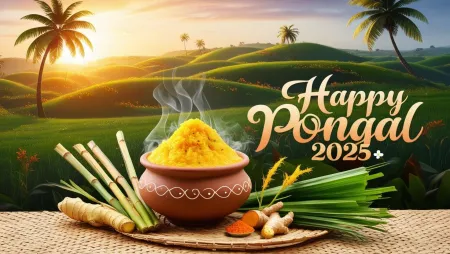 Colorful Happy Pongal 2025 Greetings In Png - Free Pongal 2025 Greetings Download
