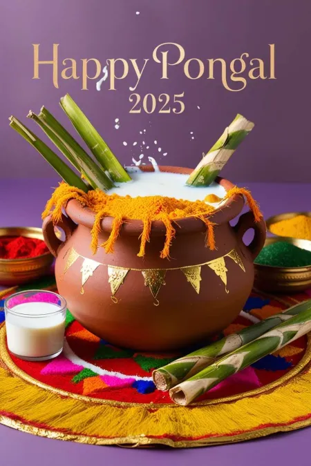 Colorful Happy Pongal 2025 Hd Images With Festival Quotes - Free Happy Pongal 2025 Download