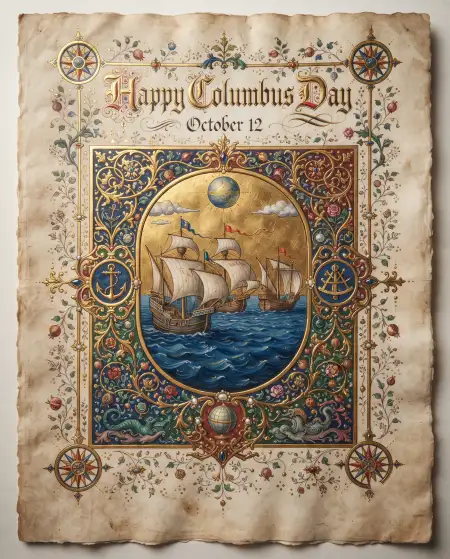 columbus day 2026 antique parchment background design - Columbus Day 2026 Patriotic Background Design