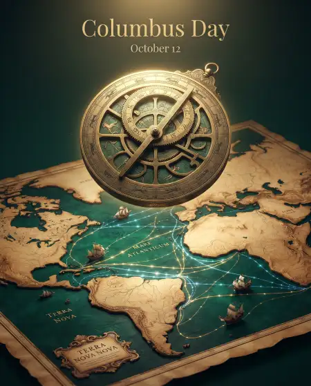 columbus day 2026 compass and map background design