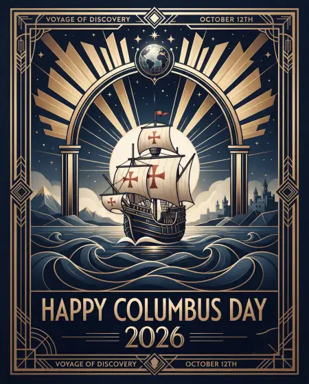 columbus day 2026 historical ship poster design