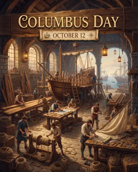 columbus day 2026 historical timeline poster design