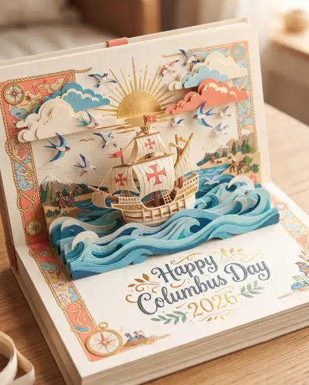 columbus day 2026 ocean theme greeting card