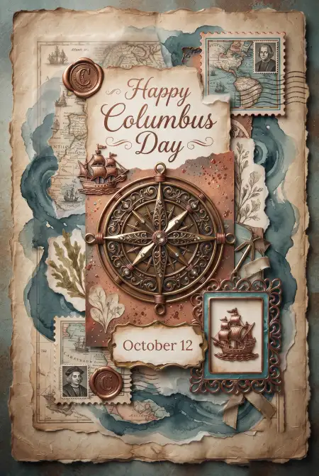 columbus day 2026 vintage typography background design