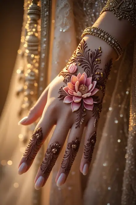 Couple Themed Hand Mehndi Design - Free Related Mehndi Design Image