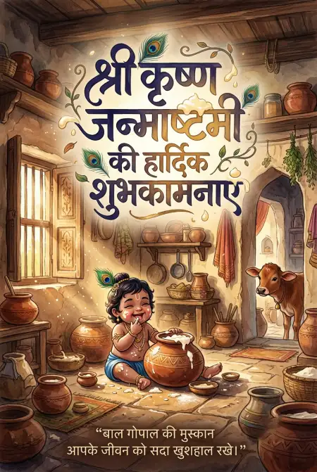 Free Cute Bal Krishna Janmashtami Wishes Images Image Download