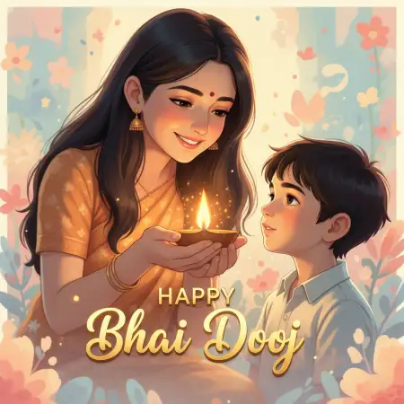 Cute Happy Bhai Dooj 2025 Wishes For Little Sister - Free Happy Bhai Dooj 2025 Wishes Download