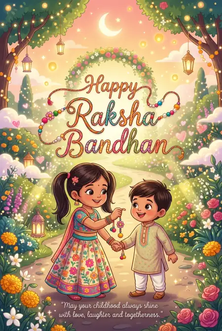 Free Cute Rakhi Wishes For Brother And Sister Kids Image Download