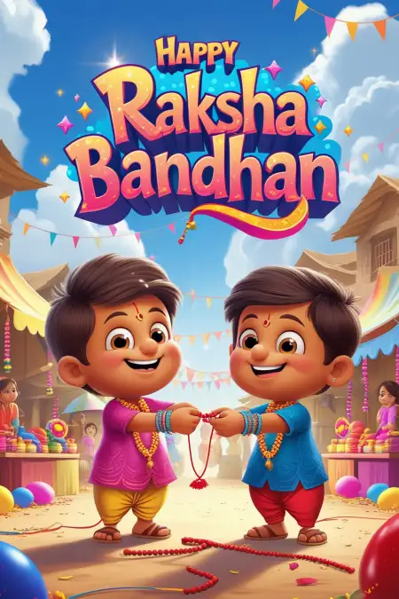 Cute Rakhi Wishes For Chhota Bheem Fans - Free Happy Raksha Bandhan Wishes For Children Download