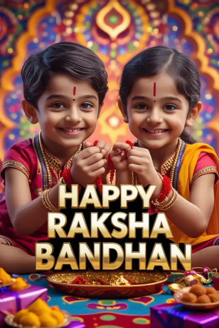 Cute Raksha Bandhan SMS For Children - Free Happy Raksha Bandhan Wishes For Children Download