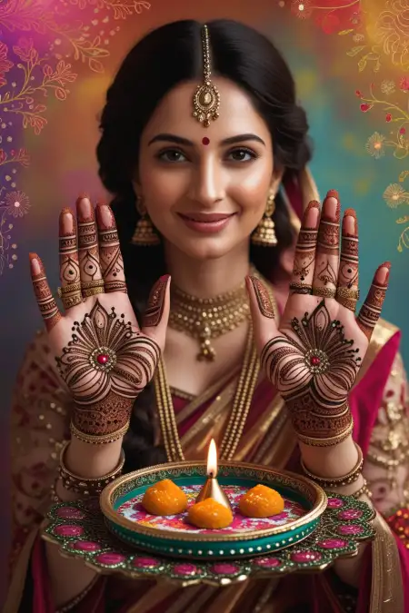 Dark Stain Teej Mehndi Design 2025 Ideas - Free Latest Teej Mehndi Design 2025 Download