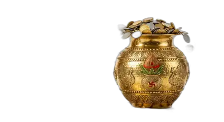 Free Decorated Golden Kalash With Coins Png Hd Transparent PNG Download