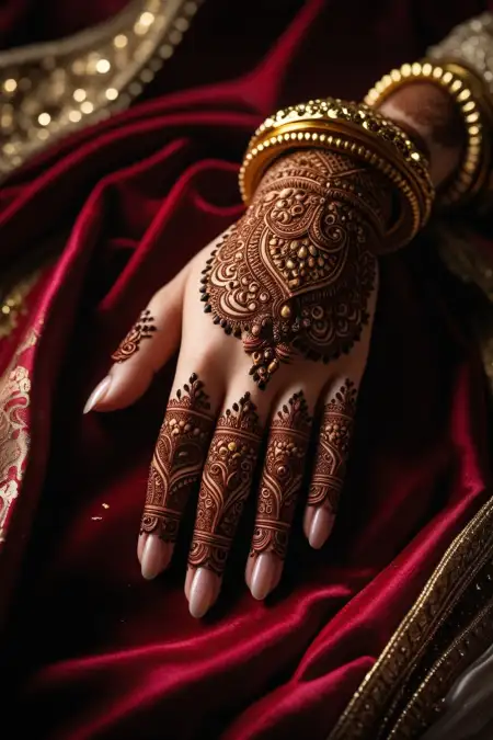 Designer Hand Mehndi Design For Haldi - Free Related Mehndi Design Image