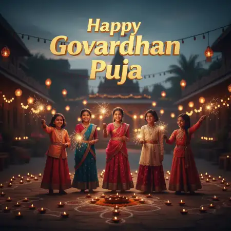 Devotees In Colorful Attire Walking Barefoot On Holy Ground - Free Happy Govardhan Puja 2025 Download