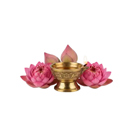 Dhanteras Diya With Flower Png Picture - Free Png Download