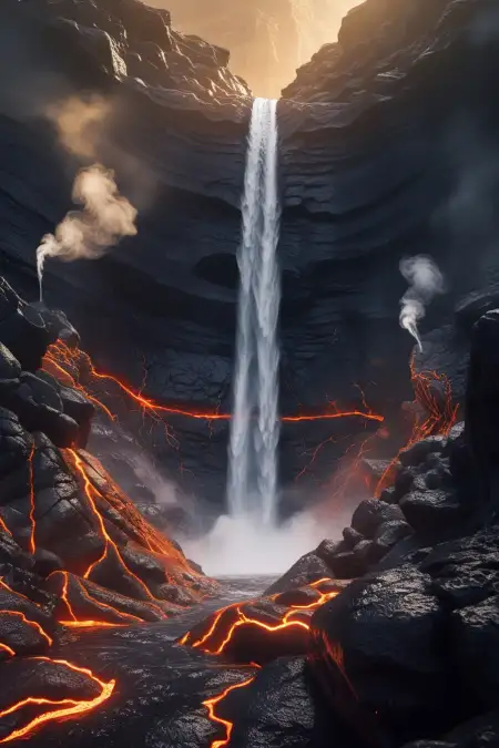 Digital Art Waterfall Background - Free Waterfall Background Download