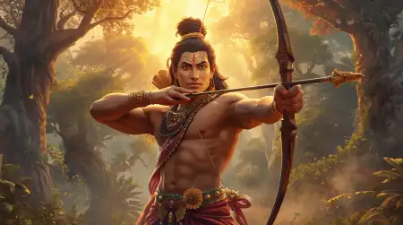 Digital Painting Of Lord Rama With Dhanush - Free Lord Rama With Bow And Arrow Download