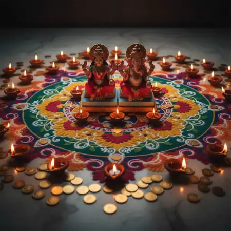 Diwali Background With Diya And Rangoli - Free Backgr Download