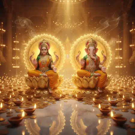Diwali Background With Lord Ganesha And Lakshmi - Free Backgr Download