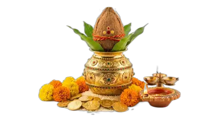 Free Diwali Puja Kalash With Coins Png Transparent Transparent PNG Download