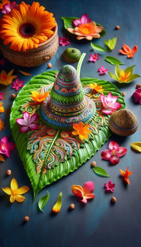 diy peepal leaf shivling image creation