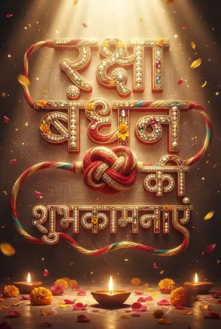 Diya And Rakhi Creative Raksha Bandhan Hindi Typography Greeting Poster - Free Raksha Bandhan Ki Shubhkamnaye In Hindi Download