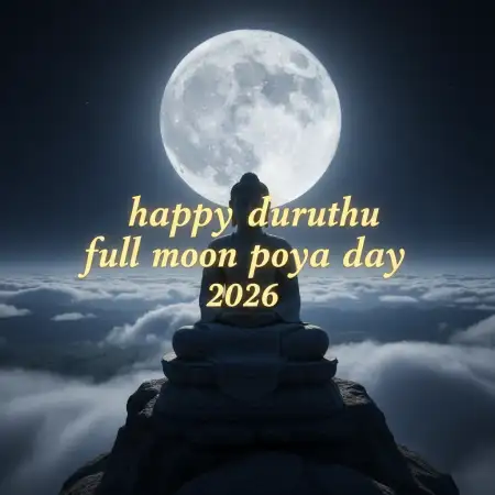 Free Duruthu Poya Day Peaceful Moon Wishes Background Download