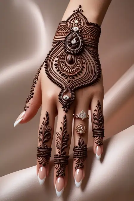 Easy Back Hand Mehndi Design For Girls - Free Related Mehndi Design Image