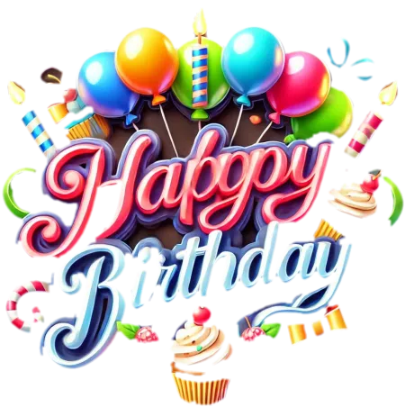 editable colorful balloon birthday text decorations