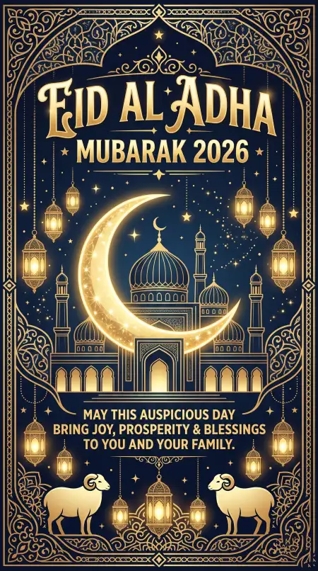 Eid Al Adha Greeting Card Celebration Poster 2026 - Free Eid Al Adha Greeting Card 2026 Download