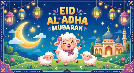 Eid Al Adha Greeting Card Cute Design 2026 - Free Eid Al Adha Greeting Card 2026 Download