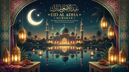 Eid Al Adha Greeting Card Glowing Effect 2026 - Free Eid Al Adha Greeting Card 2026 Download