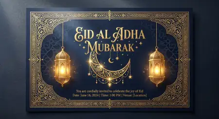 Eid Al Adha Greeting Card Greeting Template 2026 - Free Eid Al Adha Greeting Card 2026 Download