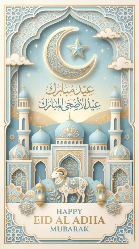 Eid Al Adha Greeting Card Islamic Pattern 2026 - Free Eid Al Adha Greeting Card 2026 Download