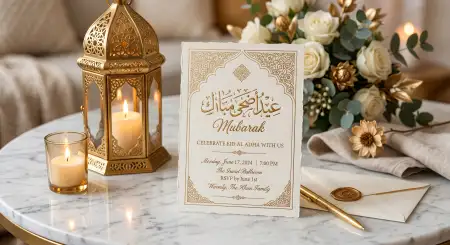 Eid Al Adha Greeting Card Luxury Invitation Style 2026 - Free Eid Al Adha Greeting Card 2026 Download