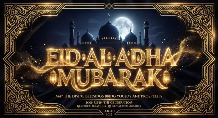 Eid Al Adha Greeting Card Mubarak Typography 2026 - Free Eid Al Adha Greeting Card 2026 Download