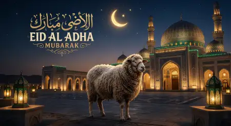 Eid Al Adha Greeting Card Sheep Illustration 2026 - Free Eid Al Adha Greeting Card 2026 Download