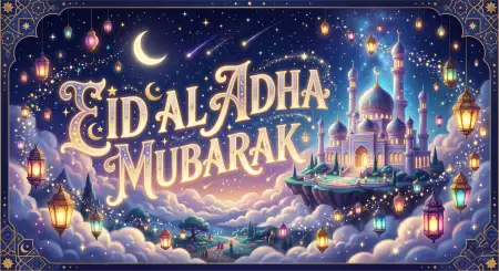 Eid Al Adha Greeting Card Urdu Text 2026 - Free Eid Al Adha Greeting Card 2026 Download