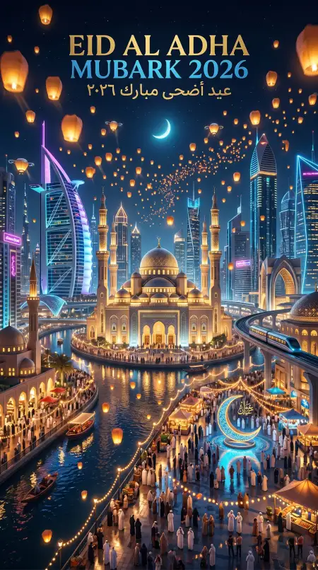Eid Al Adha Greeting Card With Mosque 2026 - Free Eid Al Adha Greeting Card 2026 Download