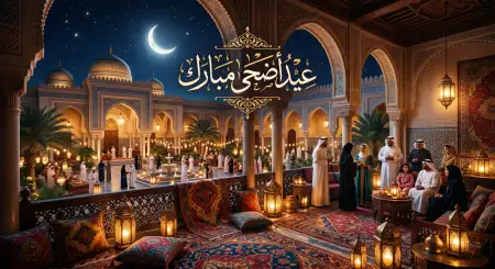 Eid Al Adha Mubarak 2026 Arabic Style Greeting Design - Free Eid Al Adha Mubarak 2026 Download