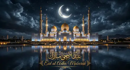 Eid Al Adha Mubarak 2026 Black And Gold Islamic Design - Free Eid Al Adha Mubarak 2026 Download