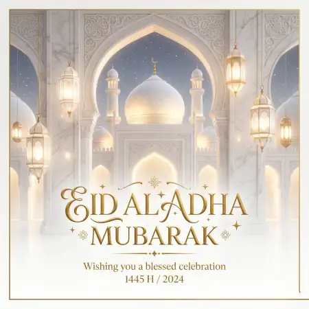 Eid Al Adha Mubarak 2026 Digital Islamic Invitation Card - Free Eid Al Adha Mubarak 2026 Download