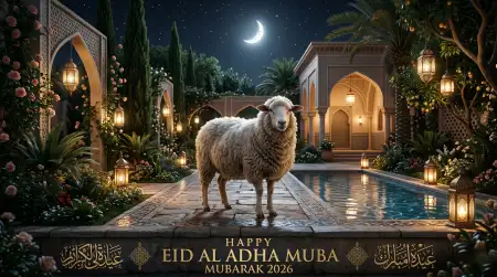 Eid Al Adha Mubarak 2026 Elegant Bakrid Greeting Image - Free Eid Al Adha Mubarak 2026 Download