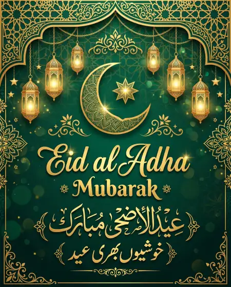 Eid Al Adha Mubarak 2026 Elegant Islamic Poster Design - Free Eid Al Adha Mubarak 2026 Download