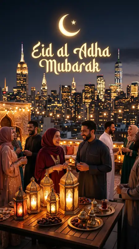 Eid Al Adha Mubarak 2026 Golden Lantern Background - Free Eid Al Adha Mubarak 2026 Download