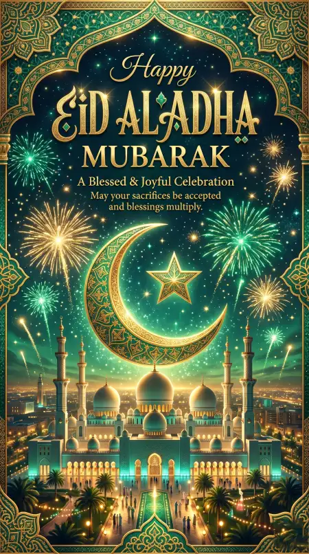 Free Eid Al Adha Mubarak 2026 Islamic Festive Celebration Poster Image Download